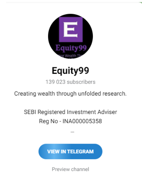 Equity99: sebi registered telegram channel list
