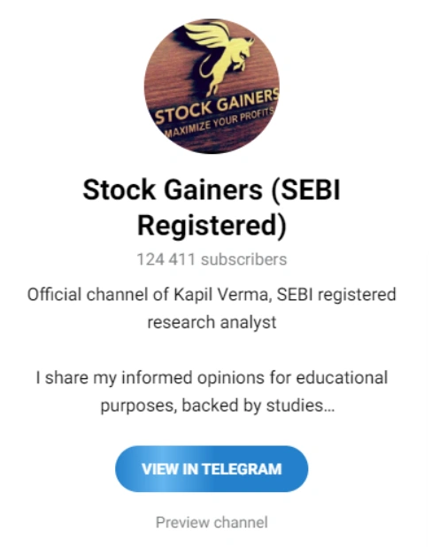 Stock Gainers: SEBI Registered Telegram Channels