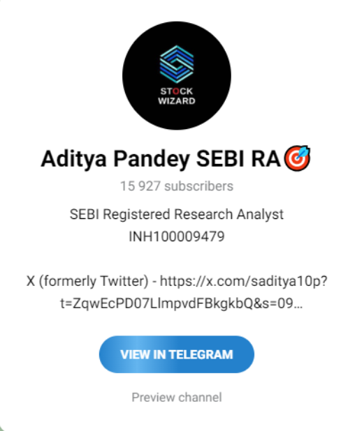 Stock wizard: sebi registered telegram channel list
