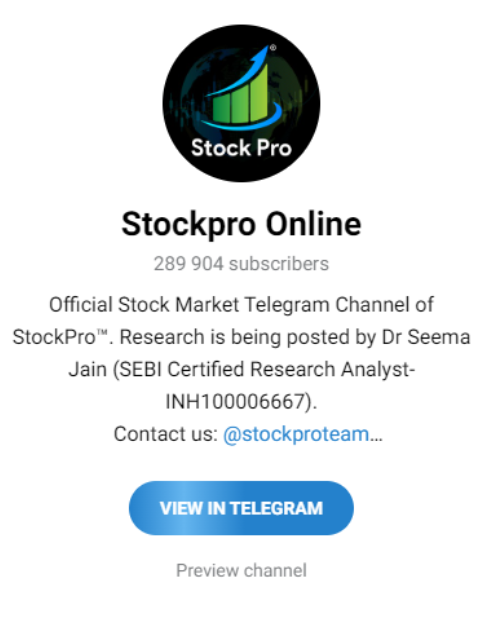 StockPro Online: sebi registered telegram channel
