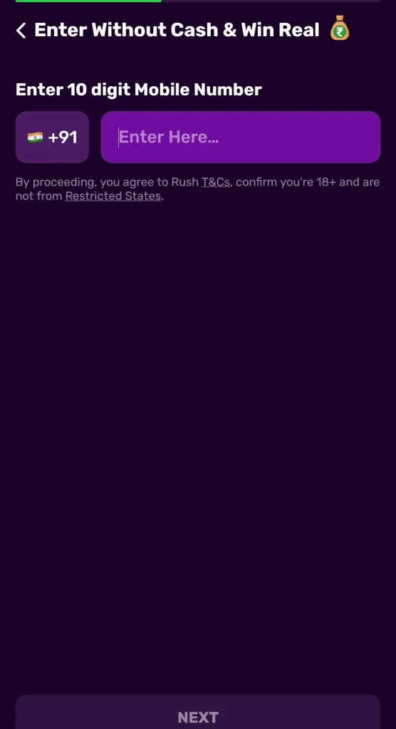 Rush App Sign Up