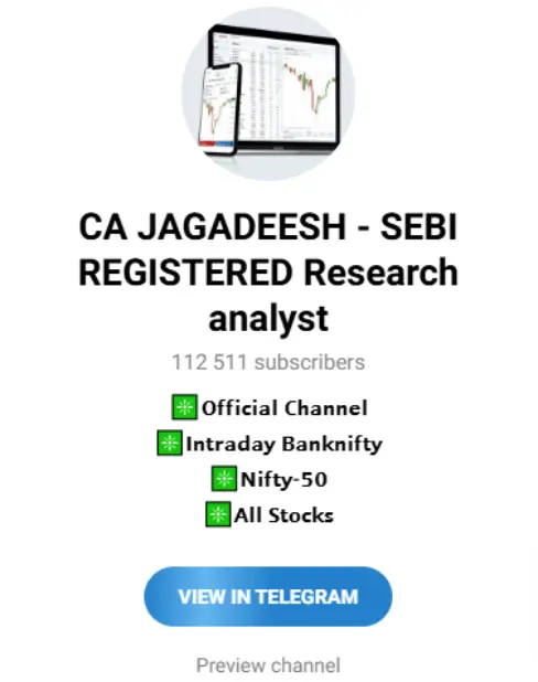 CA Jagdeesh: sebi registered telegram channel